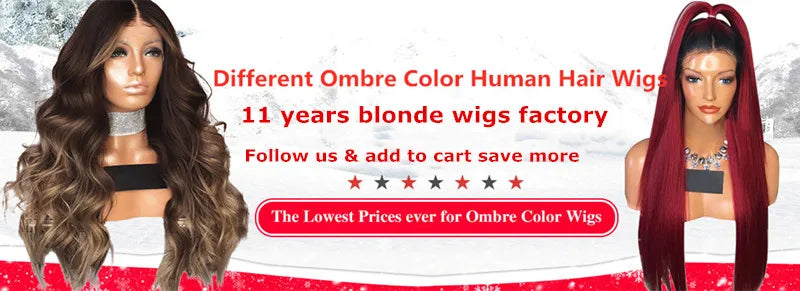 Blonde Human Hair Wig with Bangs Natural Women"s Wigs Ombre Golden Blonde Lace Front Wigs Glueless Wear and go Fringe Wigs Sale