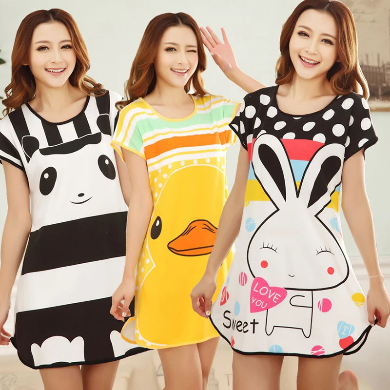 O-Neck Cute Cartoon Women's Sleepwear