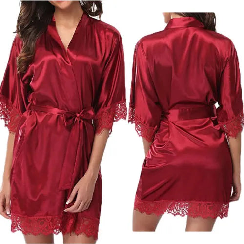 Silk Lace Women's Mini Robe - Half Sleeve