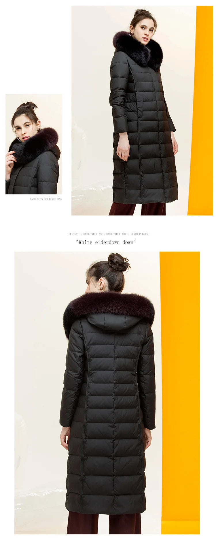 Women's Hooded Natural Fox Fur Duck Down Winter Jacket