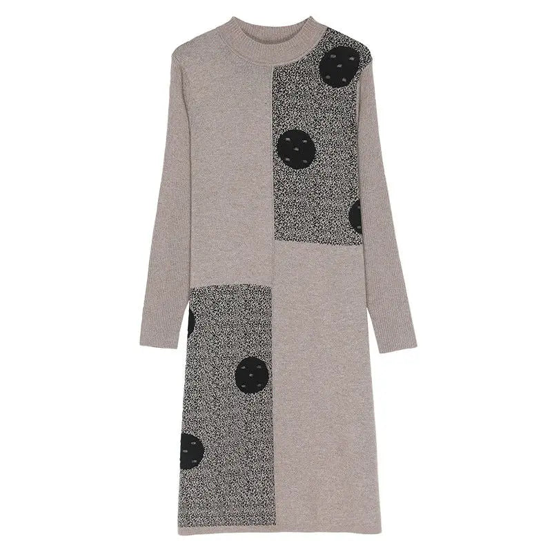 Knitted Half Turtleneck Pullover Loose Sweater Dress