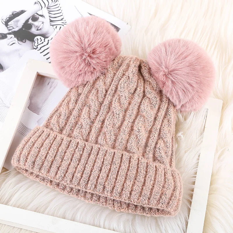 Pompom Wool Beanie Hat For Women