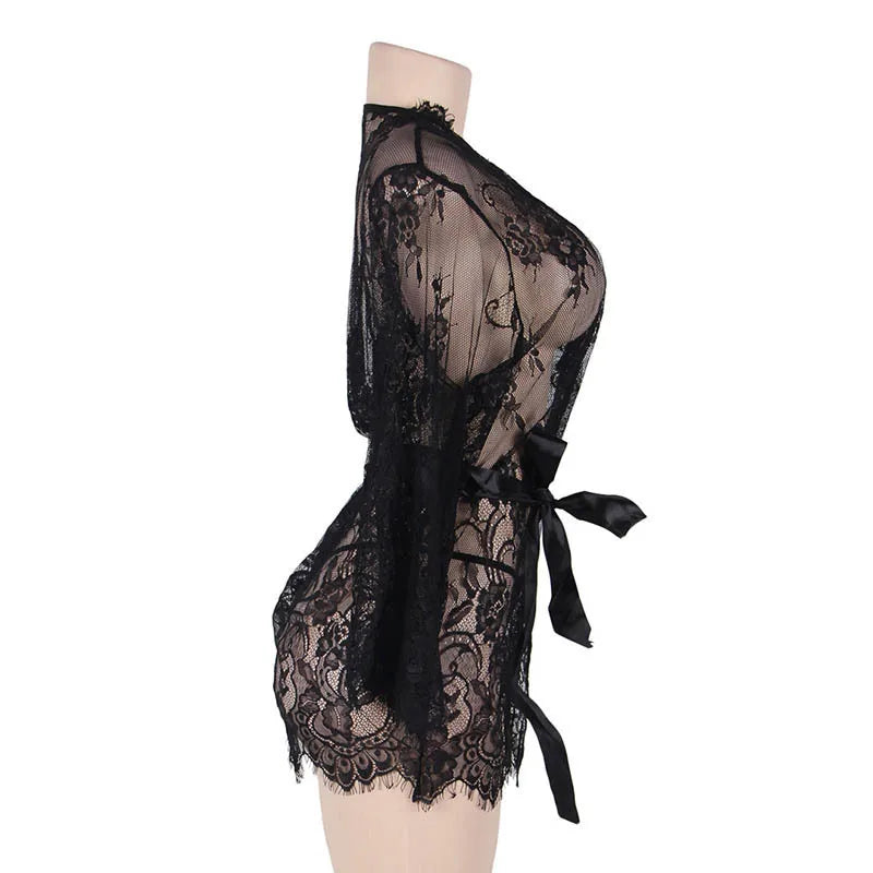 Sexy Lace Night Dress -  G-String See-Through