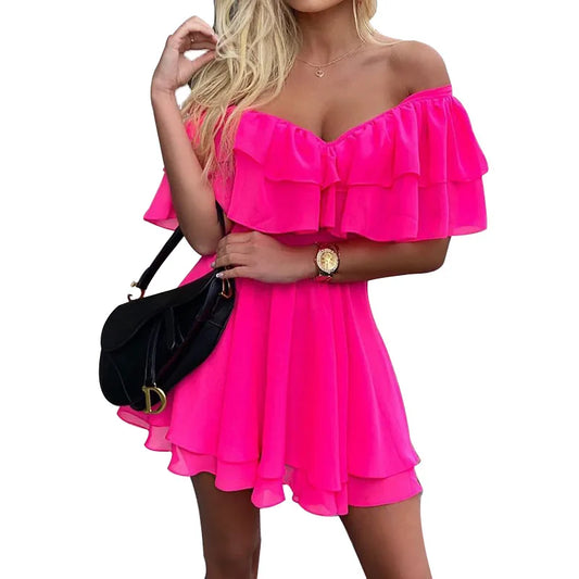Off-Shoulder Ruffle Mini Dress