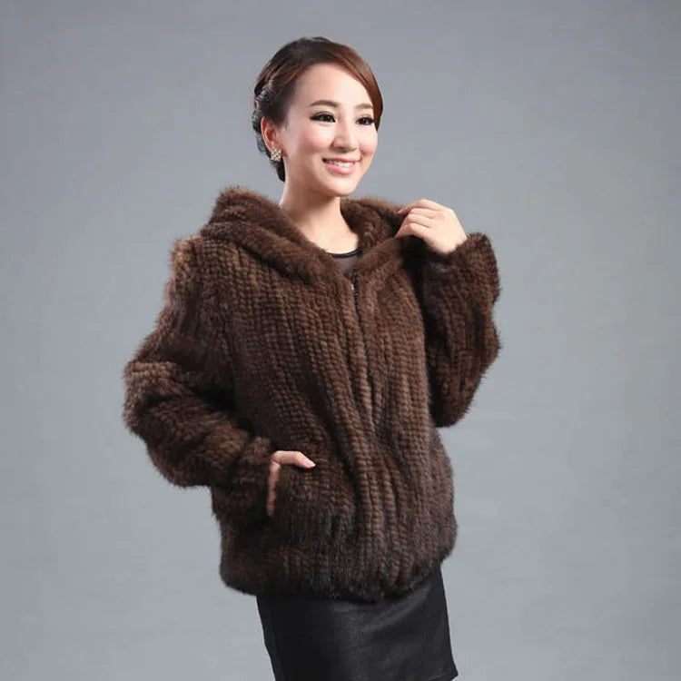 Mink Knitted Long-Sleeve Top-Fashion Fur Coat For Women