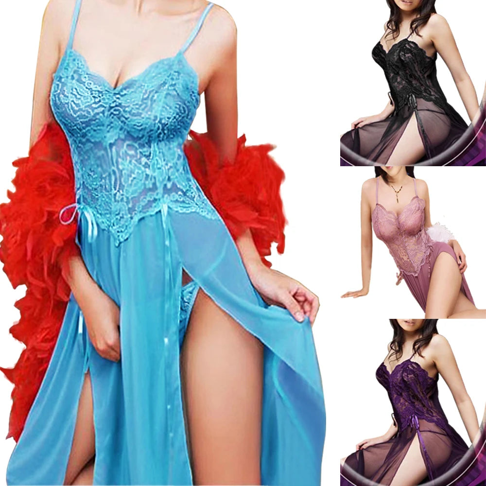 Lace Nightgowns - Plus Size Available - Night Dress+G-String