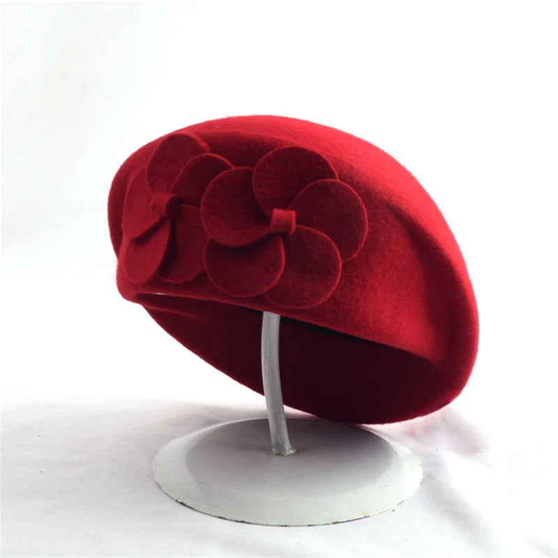 Flowers Cashmere Beret For Women