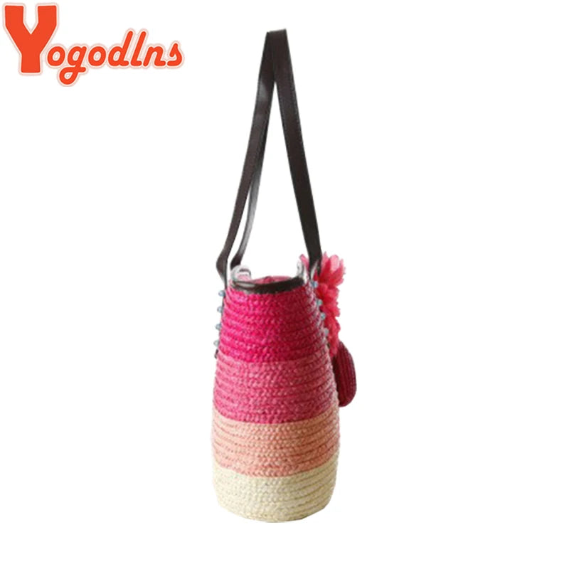 Women's Versatile Knitted Bohemian Straw Bag