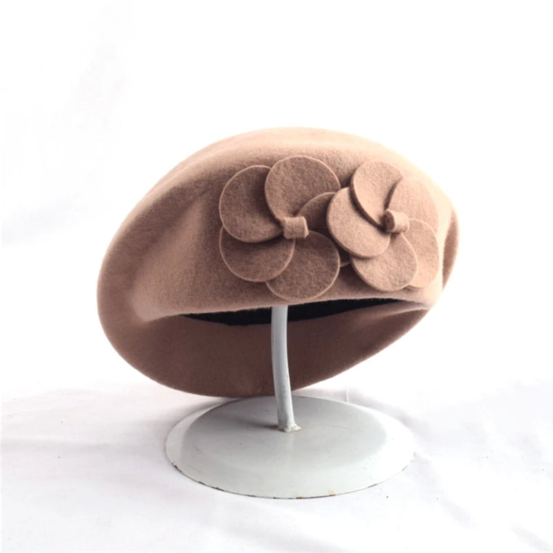 Flowers Cashmere Beret For Women