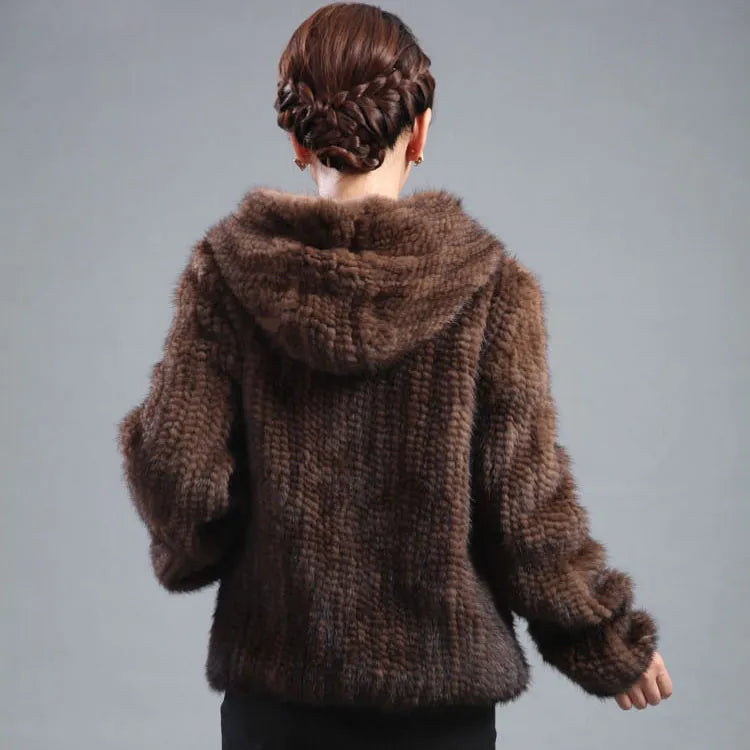 Mink Knitted Long-Sleeve Top-Fashion Fur Coat For Women