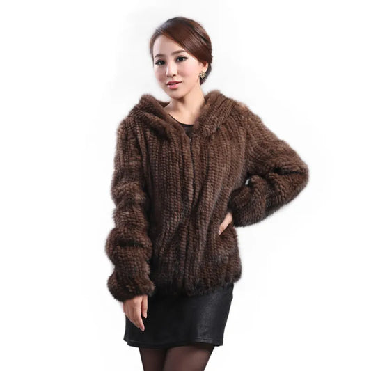 Mink Knitted Long-Sleeve Top-Fashion Fur Coat For Women