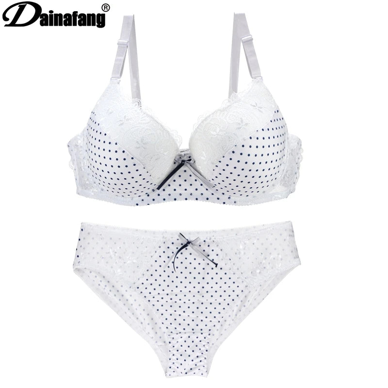 Daina Fang Push-Up Lace Lady Lingerie - Hollow Outfit G-String Embroidery Underwear Set