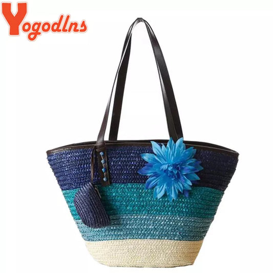 Women's Versatile Knitted Bohemian Straw Bag