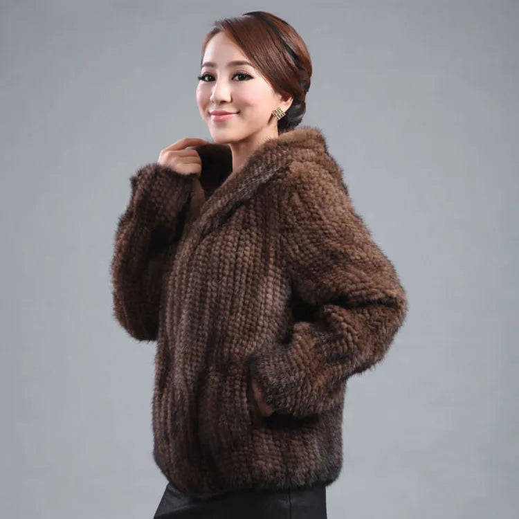 Mink Knitted Long-Sleeve Top-Fashion Fur Coat For Women