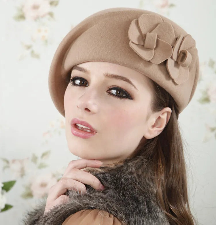 Flowers Cashmere Beret For Women