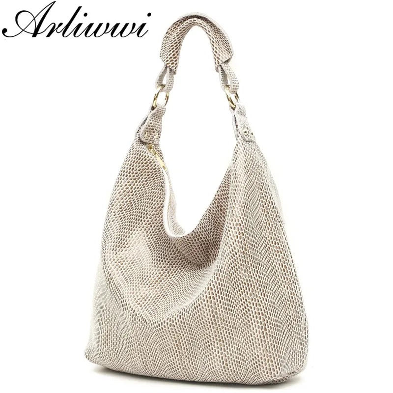 Genuine Leather Shiny Serpentine Shoulder Bags - Arliwwi Brand