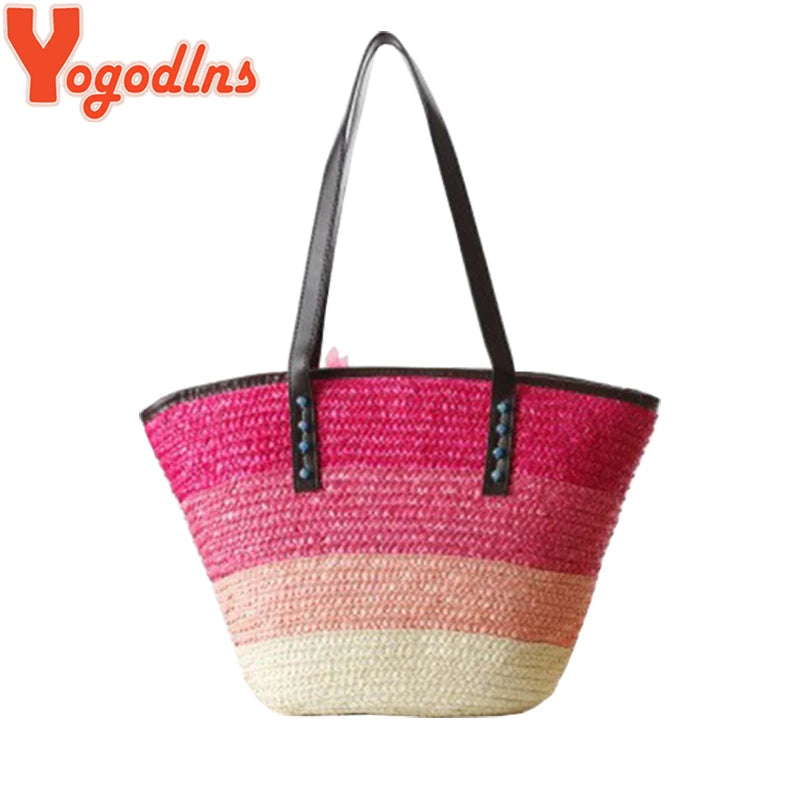 Women's Versatile Knitted Bohemian Straw Bag