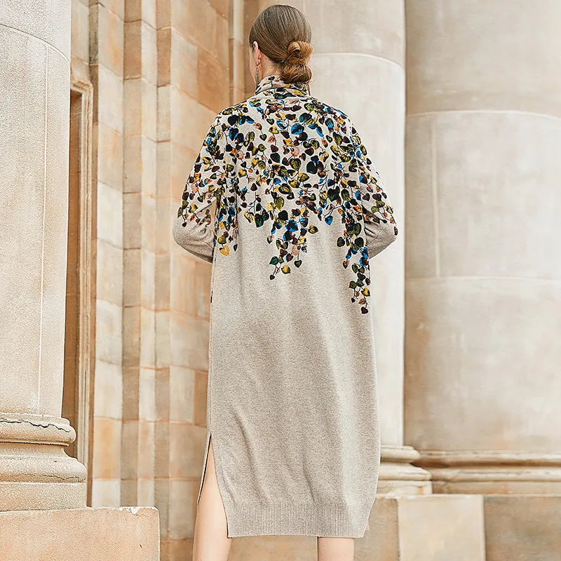 AIMEILI Vintage Retro Casual Print Loose Dress