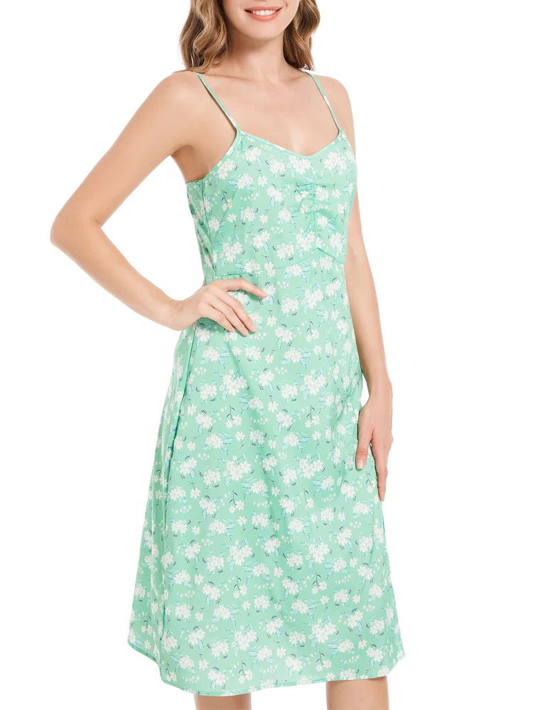 Ditsy Floral Split-Thigh Cami Dress