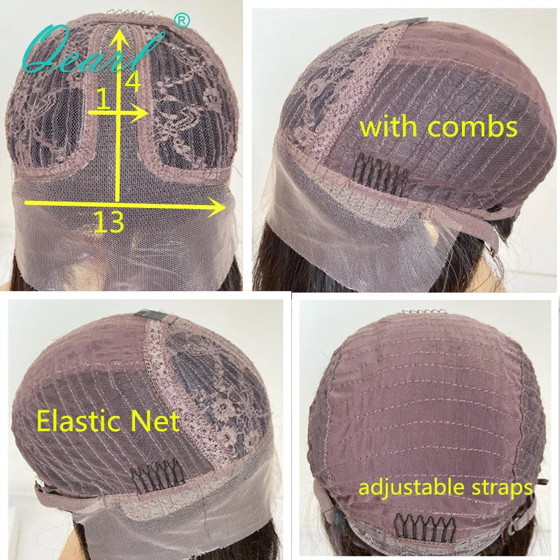 Dark Brown Lowlights Human Hair Wigs Small Large Head Cap Lace Frontal Wig Natural Women"s Wigs Bleached Knots High Quality Wig