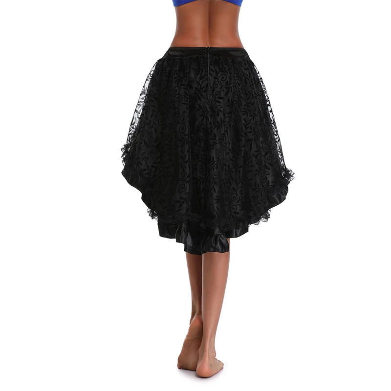 Lace Steampunk Gothic Vintage Satin High-Low Corset Skirt