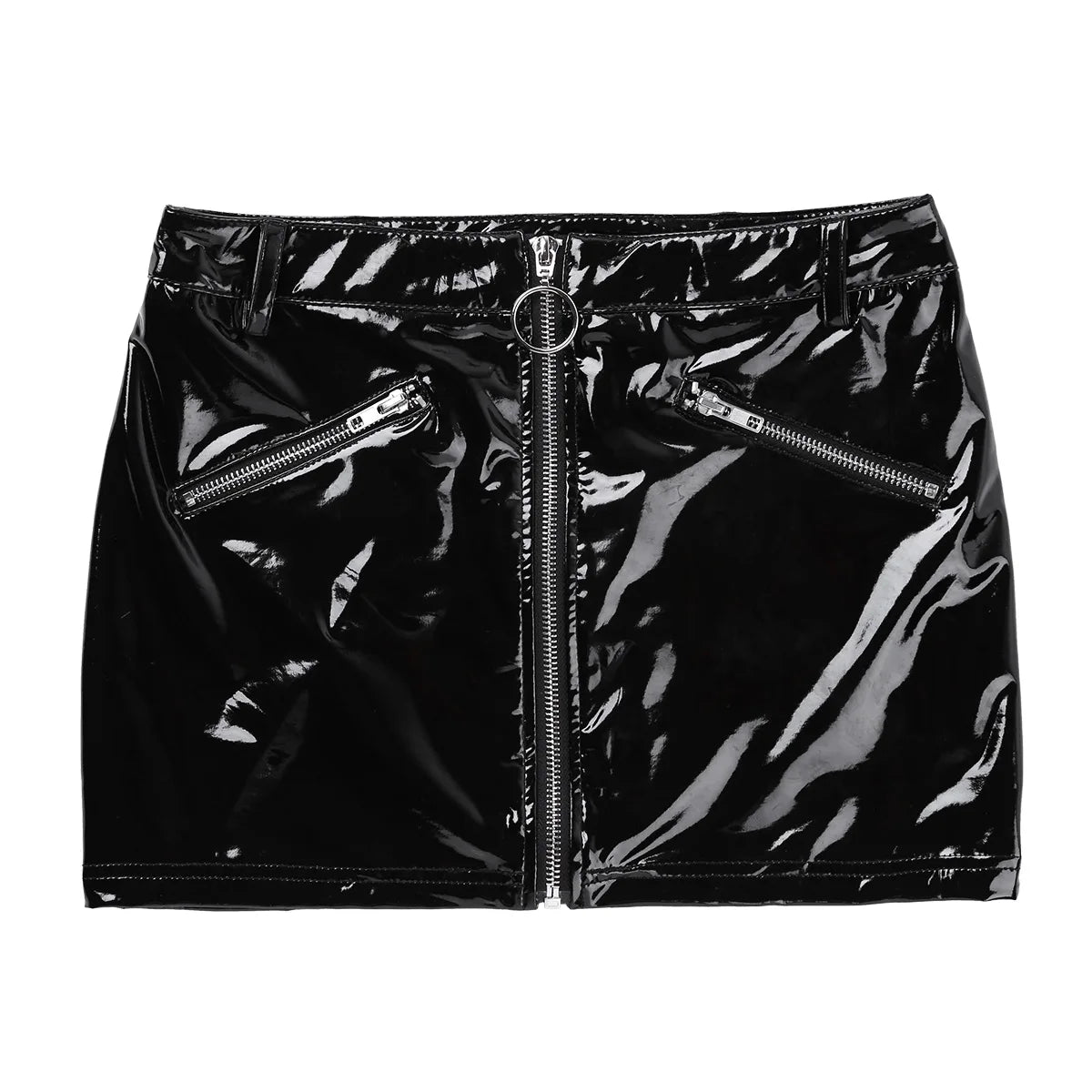 Faux Leather Bodycon Zipper Mini Skirt