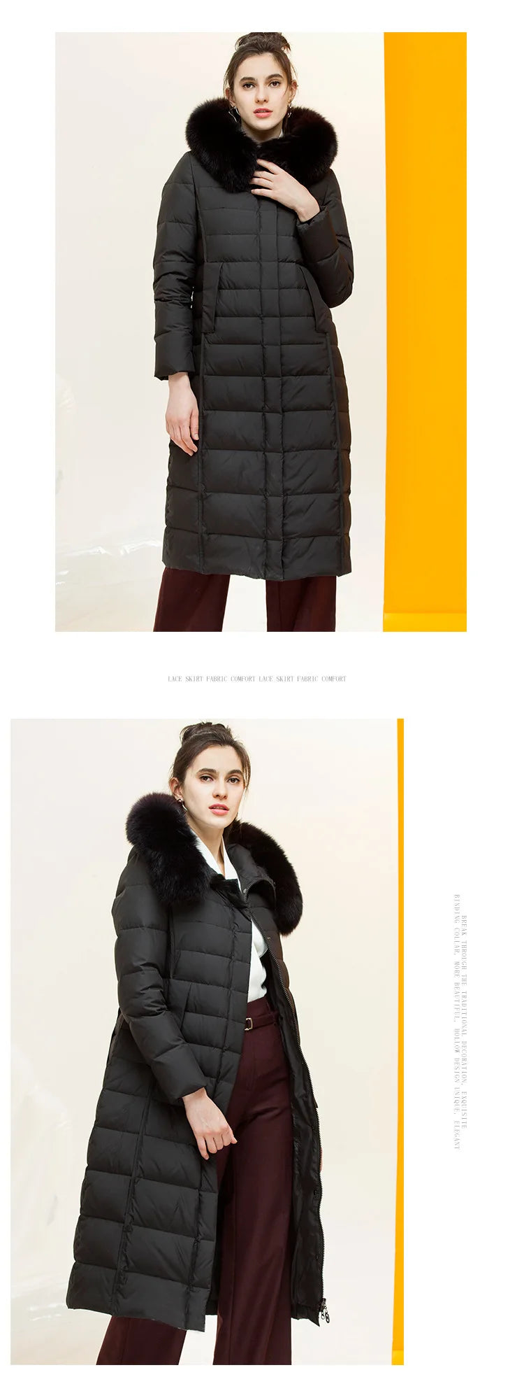 Women's Hooded Natural Fox Fur Duck Down Winter Jacket