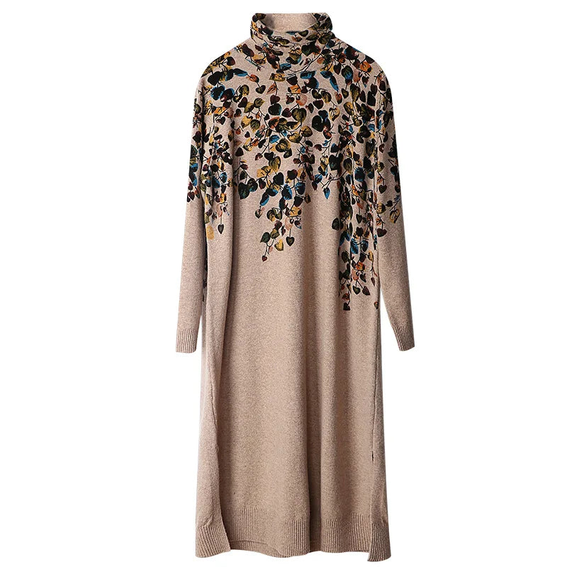 AIMEILI Vintage Retro Casual Print Loose Dress