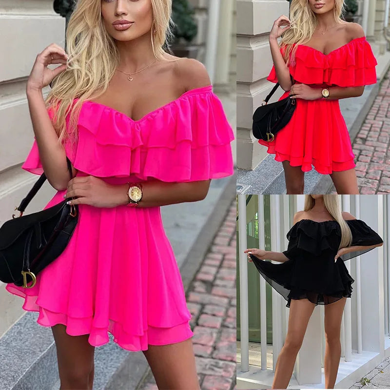Off-Shoulder Ruffle Mini Dress