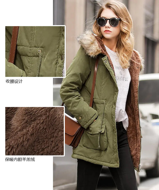 Long-Sleeved Wool Cotton-Padded Women's Jacket