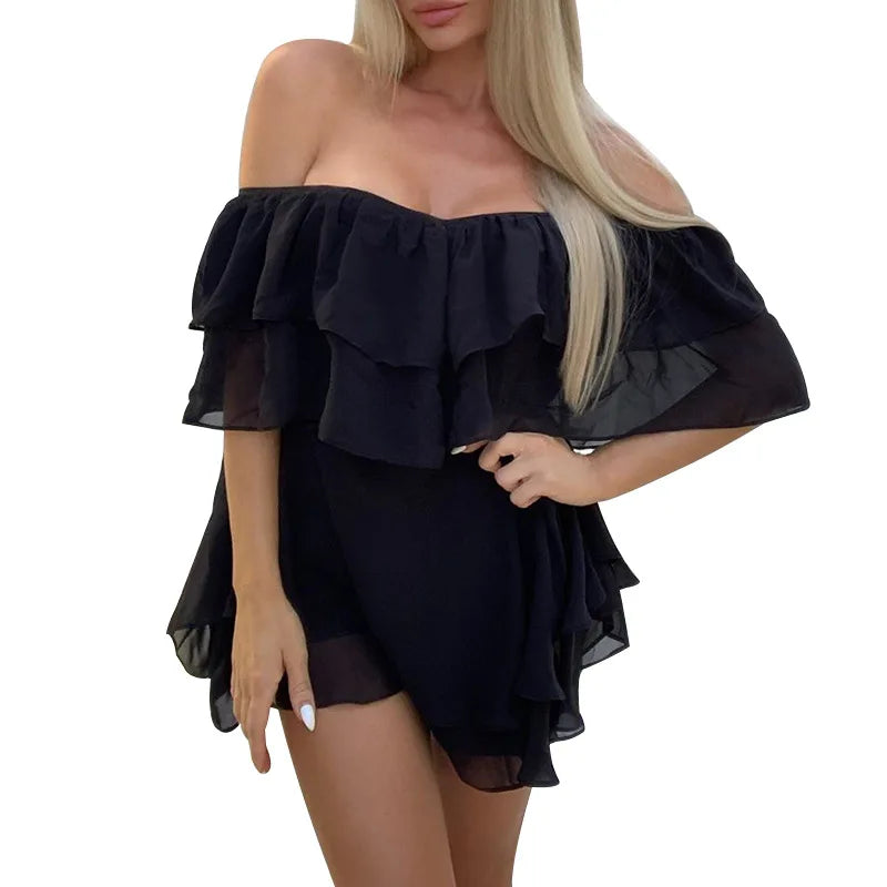 Off-Shoulder Ruffle Mini Dress