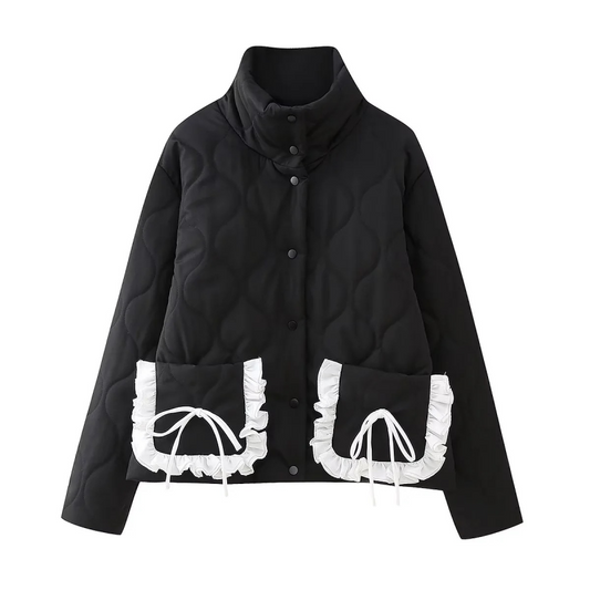 New Bow-Tie Stand-Up-Collar Cotton Jacket