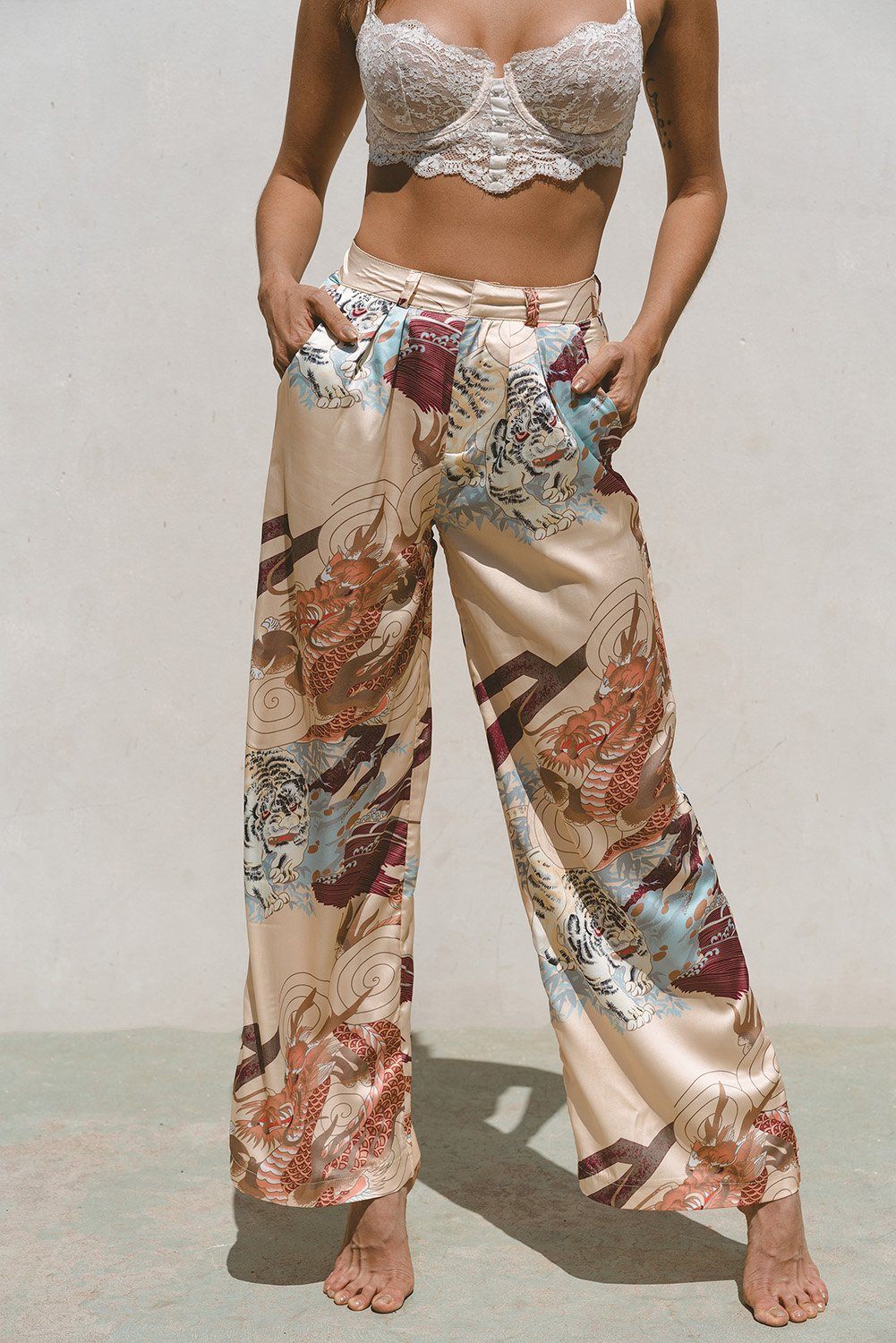 Gorgeous Kayda Satin Wide-Leg Pants