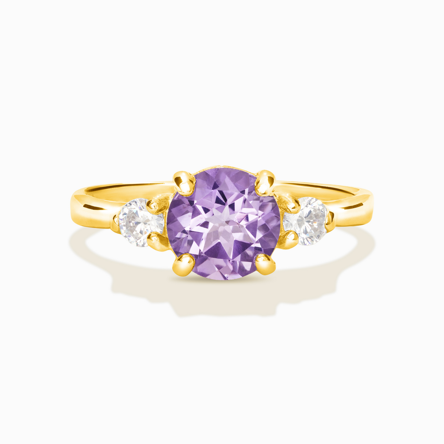 Lavender Amethyst Three Stone Ring in 18k Gold Vermeil
