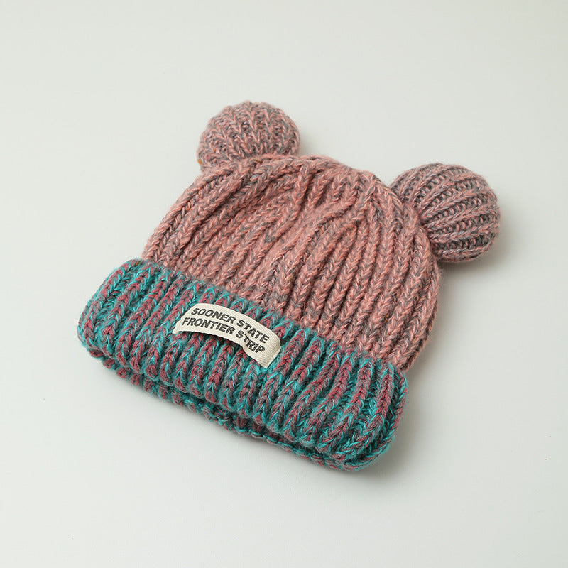 Mixed-Colour Knitted Earmuffs Women's Hat