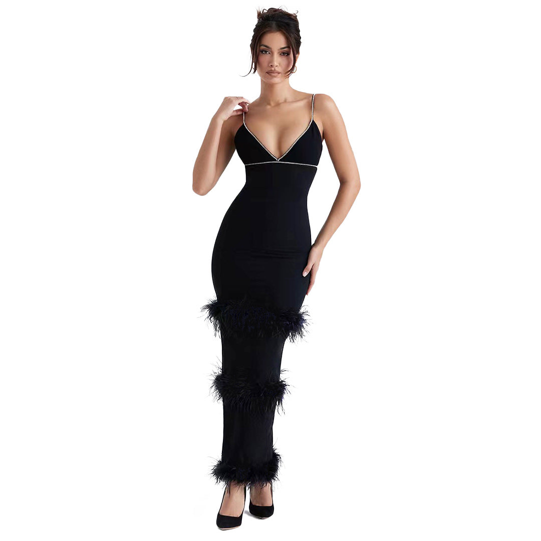 Chain Knitted Bandage One-Piece Dress