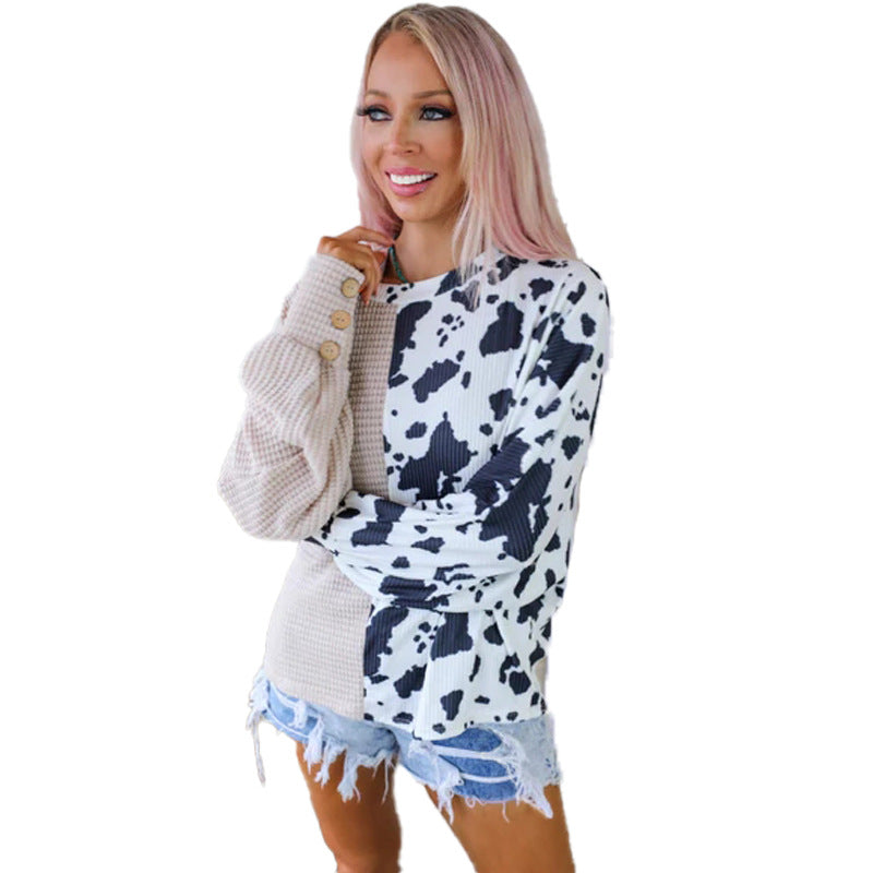 Cows Pattern Women's Waffle Sweater