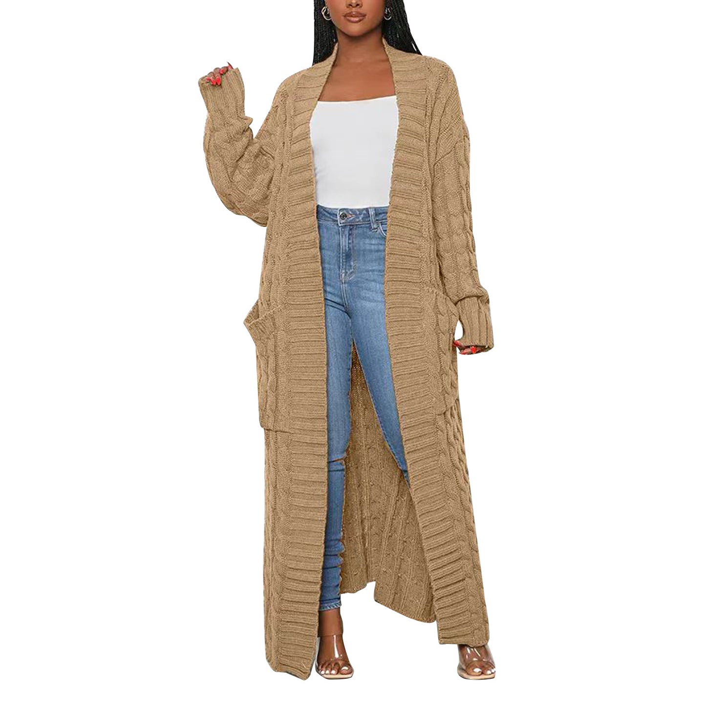 Long-Sleeve Long Sweater Coat For Women