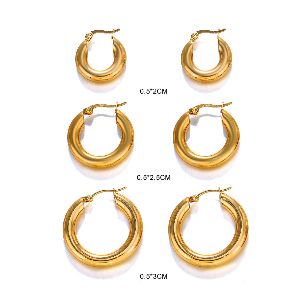 European & American Popular Simplicity 18K Gold-Plated Hoop Earrings For Women