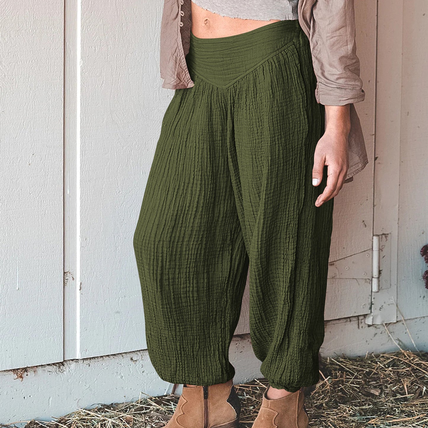 Loose High-Waist Wide-Leg Pants