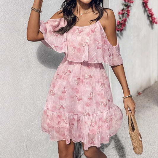 Precision Chiffon Printed Strapless Mini Dress