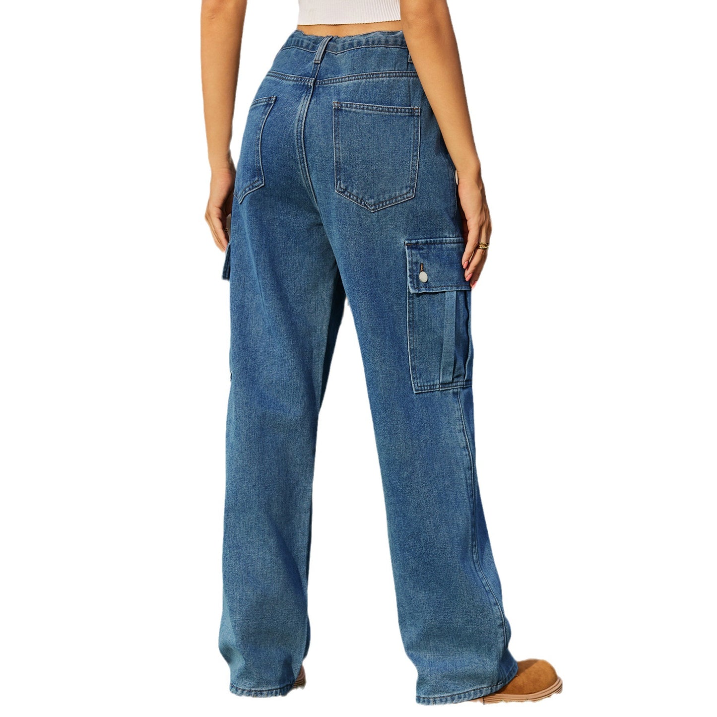 Denim Drawstring Adjustable Washed Overalls