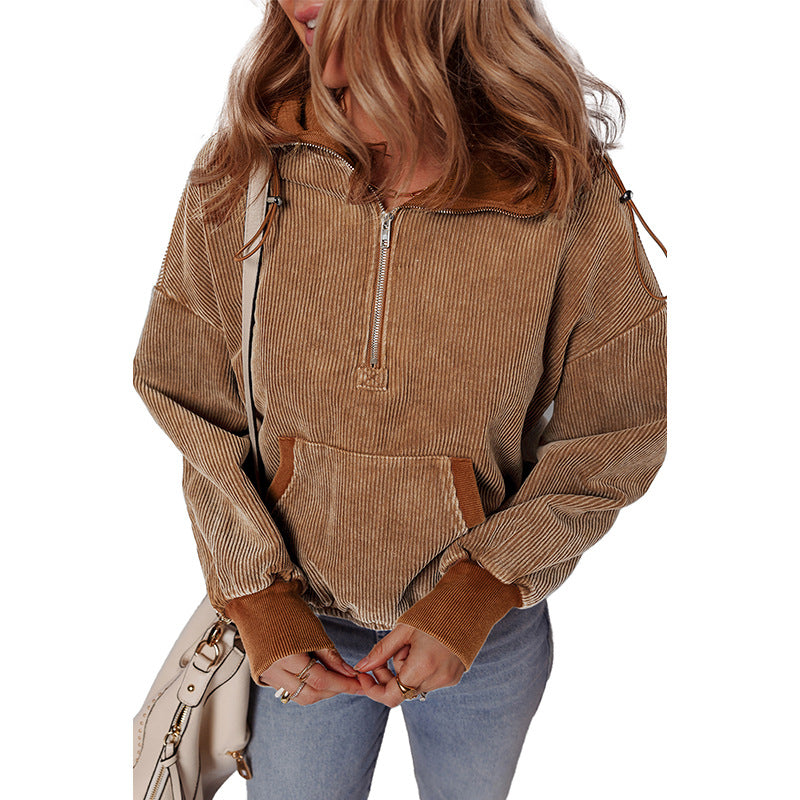 Women's Half-cardigan Zipper Pullover Top