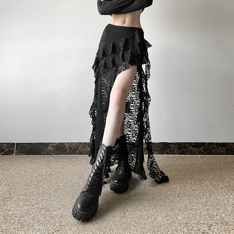 Unique Lace Wavy Pleated Skirt