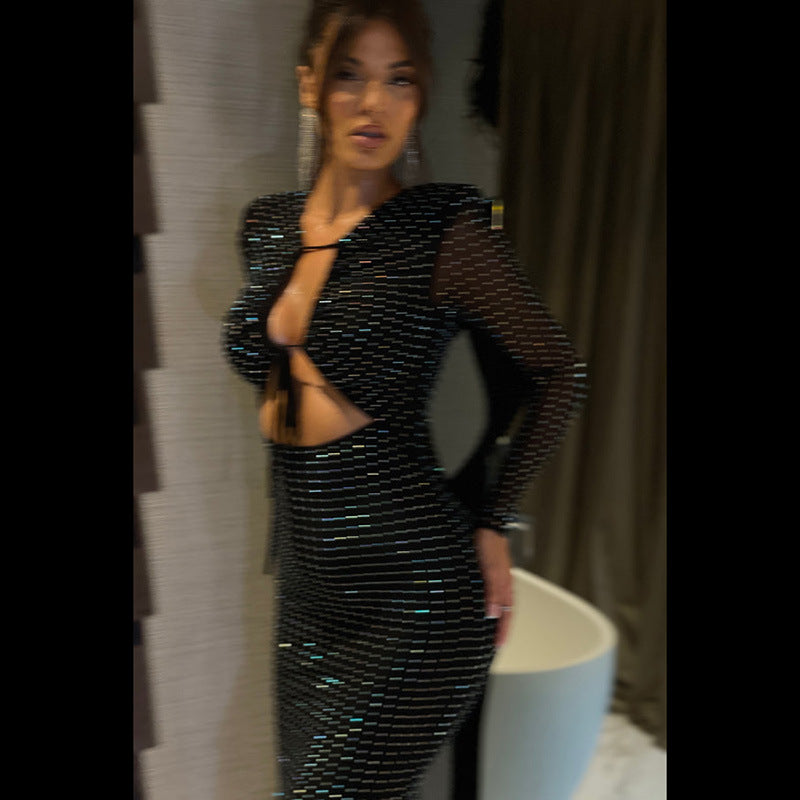 Colourful & Sexy Sequins Cut-Out Strap Dress - European & American Style
