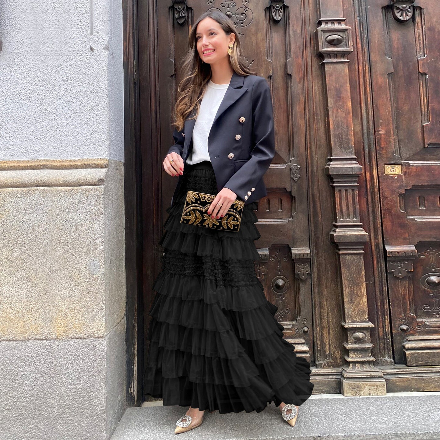 Solid Colour A- Line Long Skirt