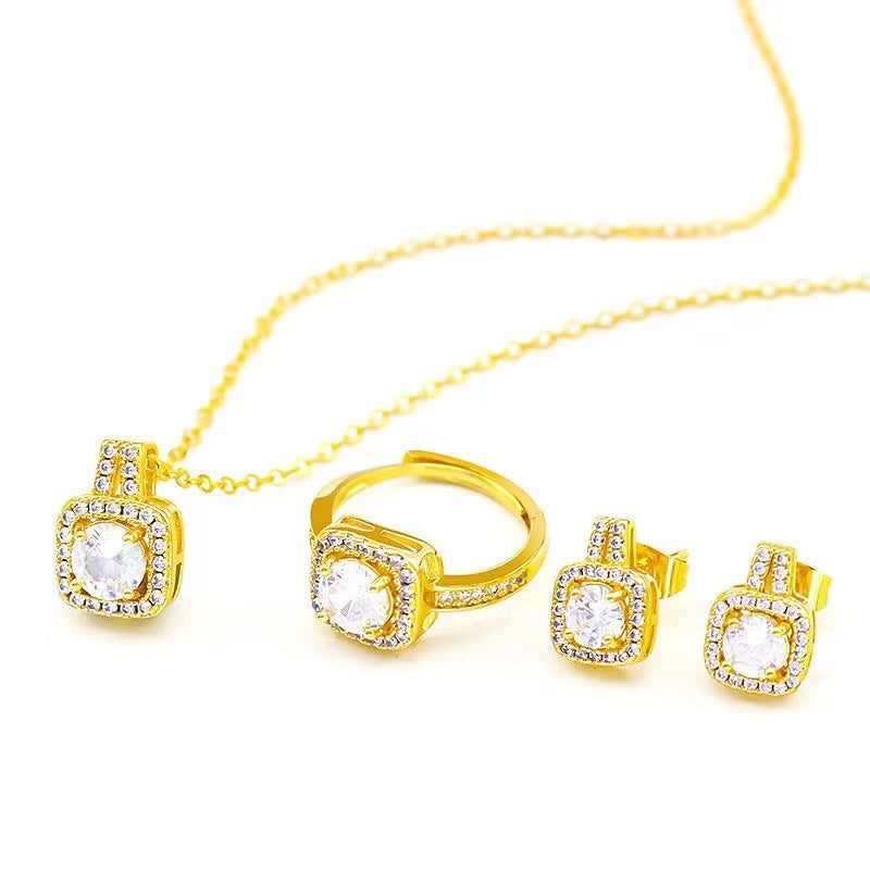 Three-Piece Fashion Micro Inlaid Zircon Suit Earrings For Women