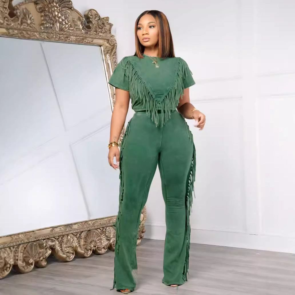 Tassels Wide-Leg Pants Outfit