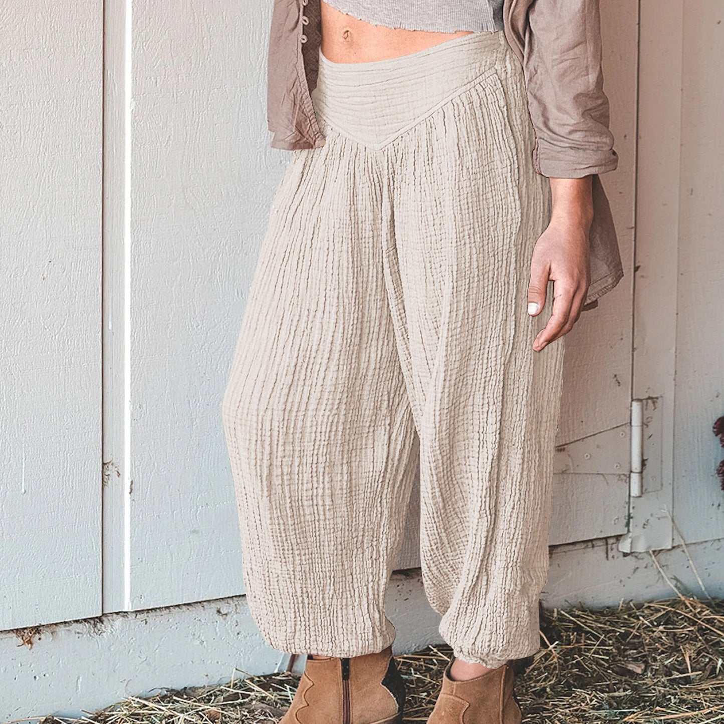 Loose High-Waist Wide-Leg Pants