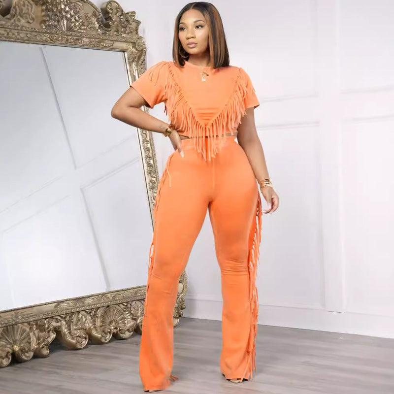 Tassels Wide-Leg Pants Outfit